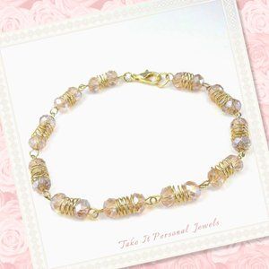 New Women's Pink Crystal Wire Work Bracelet